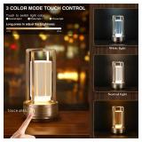 Anxingtools Portable Metal Table Lamp,Cordless Table Lamp, Rechargeable Battery Powered Portable LED Desk Lamp, 3 Color Stepless Dimming Touch, for Bedroom Restaurant Home Outdoor (Silver)