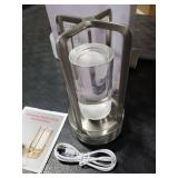 Anxingtools Portable Metal Table Lamp,Cordless Table Lamp, Rechargeable Battery Powered Portable LED Desk Lamp, 3 Color Stepless Dimming Touch, for Bedroom Restaurant Home Outdoor (Silver)