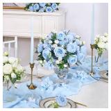 MARTINE MALL 2 Packs Peonies Artificial Flowers, Blue Artificial Peonies, Silk Peonies Flowers Fake Peonies Artificial Flowers Peonies Bouquet for Centerpiece Table Wedding Party Home Decor