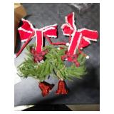 Norme 2 Pcs 21.7 Inch Christmas Curtain Tiebacks Red Velvet Bow Norfolk Pine Wreath with Plastic Red Cowbell Holdbacks Christmas Curtain Bow Wreath Ties for Xmas Holiday Bedroom Home Decor Window