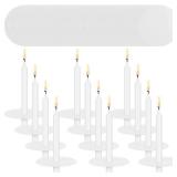 MTLEE 100 Set Church Candles with Drip Protectors, Shabbat Vigil Votive Memorial Pillar Candles for Devotional Vigil Service, White, Unscented, 0.47 D x 4.72 H