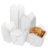 zmybcpack 50 Pack 32oz Chinese Take Out Food Boxes with Metal Wire Handle & Labels, Party Favor Boxes Paper Take Out Food Containers For Hot Or Cold Food