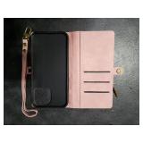 Defencase Compatible with iPhone 13 Pro Max Case Wallet with RFID Blocking Card Holder for Women Men, PU Leather Magnetic Snap Flip Zipper Strap Wallet Phone Case Fit for iPhone 13 Pro Max, Rose Pink