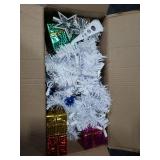 PREXTEX Mini White Christmas Tree with Lights - 23 Inch Small Christmas Tree with Warm White LED Lights, Star Topper, Ornaments, and Gift Boxes - Tabletop Holiday Decor for Indoor and Outdoor Display.