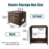 Wifi Box Charcoal Retro Wood Router Box and Modem Storage Boxes, Double-Layer Wooden Wifi Boxes Hider No Signal Blocking Router Cabinet Wood