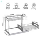 REALINN Under Sink Organizer, Pull Out Cabinet Organizer 2 Tier Slide Out Sink Shelf Cabinet Storage Shelves, Storage for Kitchen Bathroom, Grey, 1 Pack