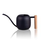 IMEEA Watering Can for Indoor Plants 40oz Stainless Steel Watering Can with Long Spout and Wooden Handle (Black)