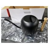 IMEEA Watering Can for Indoor Plants 40oz Stainless Steel Watering Can with Long Spout and Wooden Handle (Black)