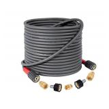 YAMATIC Super Flexible Pressure Washer Hose 50FT X 1/4, Kink Resistant 3200 PSI Heavy Duty Power Washer Extension Replacement Hose With M22-14mm x 3/8 Quick Connect Kit For Gas & Electric, Grey
