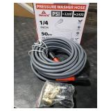 YAMATIC Super Flexible Pressure Washer Hose 50FT X 1/4, Kink Resistant 3200 PSI Heavy Duty Power Washer Extension Replacement Hose With M22-14mm x 3/8 Quick Connect Kit For Gas & Electric, Grey