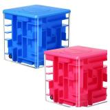 2 Pcs Money Box for Cash Gift Stocking Stuffers Plastic Cash Money Maze Puzzle Box for Adults Christmas Birthday Party Favors (Red, Blue)