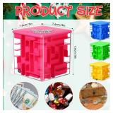 2 Pcs Money Box for Cash Gift Stocking Stuffers Plastic Cash Money Maze Puzzle Box for Adults Christmas Birthday Party Favors (Red, Blue)