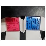 2 Pcs Money Box for Cash Gift Stocking Stuffers Plastic Cash Money Maze Puzzle Box for Adults Christmas Birthday Party Favors (Red, Blue)