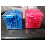 2 Pcs Money Box for Cash Gift Stocking Stuffers Plastic Cash Money Maze Puzzle Box for Adults Christmas Birthday Party Favors (Red, Blue)