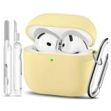 for AirPods 4 Case, TNSNK Silicone AirPod 4 Case Cover Compatible with Apple Airpods 4th Gen, Shockproof Protective Cases for Women Girly with Cleaner Kit and Keychain, Front LED Visible