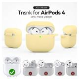 for AirPods 4 Case, TNSNK Silicone AirPod 4 Case Cover Compatible with Apple Airpods 4th Gen, Shockproof Protective Cases for Women Girly with Cleaner Kit and Keychain, Front LED Visible