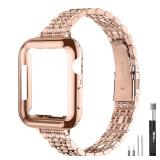 QUNDAXI Slim Watch Band Compatible with Apple Watch 41mm 45mm 42mm 44mm 40mm 38mm Metal stainless steel Watchband suitable for iWatch 87654321SE series Women Luxury strap 42mm 44mm 45mm
