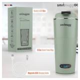SmrtMugg GO Heated Coffee Mug, Travel Mug, 13.5 OZ. Smart Mug, Battery Powered Heated Coffee Mug, Great for Coffee and Tea, Snap on Magnetic Charging Cord, New and Improved (Mint Green)
