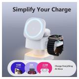 2026 Upgraded 4 in 1 Wireless Charger, 3 in 1 Wireless Charging Station with Night Light for MagSafe Charger, 15W Magnetic Travel Stand for iPhone17/Air/Pro/Max/16/15/14/13/12, Apple iWatch, Airpods