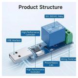 JESSINIE USB Serial Port Control Relay Module Sturdy Durable Lightweight USB Relay Module USB Intelligent Control Switch Overcurrent Protection Intelligent Command Control Switch Intelligent Home