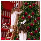 Menkxi 15 Pcs Christmas Velvet Balls 1.97 Flocked Christmas Hanging Ornaments Handmade Velvet Balls Xmas Tree Ornaments Xmas Tree Bulbs for Wedding Anniversary Party (Red)