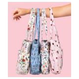 Miss Adola Corduroy Tote Bag for Women - Large Capacity Reusable Shoulder Bags with Zipper Multi-Pocket Design Cute Handbags for Work, School, Travel, and Daily Use, Retro Butterfly Flower