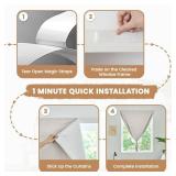 Jilron Adhesive Curtain,100% Blackout Curtains, No Drilling, Suitable for Multi-Scenes Privacy Protection (Light Beige - W35 x L72 in)