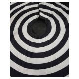 Christmas Tree Skirts, Xmas Black and White Tree Skirt, 48 Inches Annual Rings Trees Mat with Pom Poms for Halloween Holiday Indoor Home Party Before Christmas Decorations