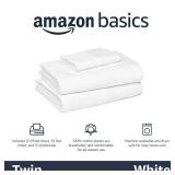 Amazon Basics 100% Cotton Jersey Bed Sheet Set, Twin, White, Solid