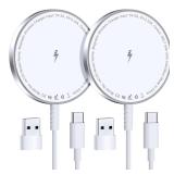 for MagSafe Charger: Magnetic Wireless Charging Pad for iPhone 17 16 15 14 13 12 Series & AirPods 4-2 Pro, Strong Magnet, Aluminum Alloy, USB-C/A Ports, Ultra-Thin & Portable, Ideal for Desk & Bedside