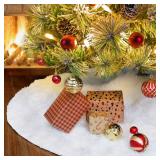48inch White Christmas Tree Skirt - Faux Fur Plush White Tree Skirts for Home Christmas Tree Decoration Holiday Party Christmas Decorations