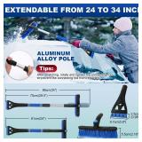 BFONS 2Pack Ice Scrapers for Car Windshield, 2-in-1 Snow Scraper and Snow Brush for Car SUV Truck, Car Ice Windshield Scraper for Ice and Snow with 360° Pivoting Brush and Ergonomic Foam Grip Blue