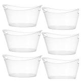 Patelai 6 Pcs Ice Buckets Bulk, Plastic Ice Buckets with Handles, Oval Storage Tub, Large Capacity Drink Tub for Party Bar Wine Beer Champagne Beverage Bottle Cooler(4.5 Liter,Clear)