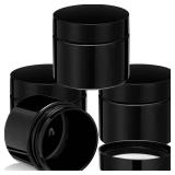 Patelai 3 Pieces Round Wide-mouth Leak Proof Plastic Container Jars with Lids for Travel Storage Makeup Beauty Products Face Creams Oils Salves Ointments DIY Making(2 Ounce,Pure Black)