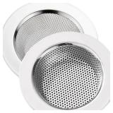 LASSHSWA 2 Pcs Kitchen Sink Strainer Stainless Steel, Mesh and Punching, Kitchen Sink Drain Strainer, Sink Strainers with Large Wide Rim 4.5 Diameter for Kitchen Sinks