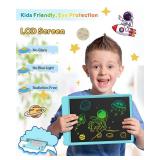 FLUESTON LCD Writing Tablet, 10 Inch Doodle Board Toys Gifts for 3-8 Year Old Girls Boys, Colorful Electronic Drawing Pad for Toddler, Valentines Gifts for Kids Educational Learning Travel Toy - Blue