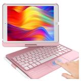 KBCASE Touchpad Keyboard Case for iPad 9th/8th/7th 10.2 inch, Backlit Trackpad Keyboard, 360°Rotatable Case with Keyboard for iPad 9th/8th/7th Gen, with Pencil Holder (Rose Gold)