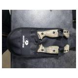 Mossy Oak Field Dressing Kit, 4 Pcs Camouflage Hunting Knife Set with Sheath, Gut-Hook Skinner, Caping Knife, Wood/Bone Saw, Knife Sharpener, for Deer Hunting, Camping, Perfect Hunting Gifts for Men