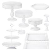 Peohud White Cake Stands, Metal Dessert Table Display Set, Tiered Cupcake Holder Fruit Candy Display Plate for Wedding, Birthday Party, Anniversary, Gatherings