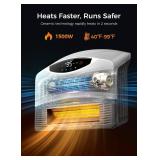 GiveBest Electric Wall Heater with WiFi and Remote Control, Floor or Wall Mounted Heater, Large Room Coverage, 3 Heating Modes, 1500W Fast Heating Space with Thermostat for Indoor Room Use, White