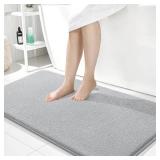 OLANLY Thick Memory Foam Bath Mat Rug 44x24, Extra Soft Absorbent Bathroom Rug, Quick Dry Bath Mats, Non-Slip, Machine Washable Carpet for Bathroom, Tub and Shower, Home Decor Accessories, Light Grey
