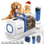buenkee Dog Grooming Kit with Vacuum, 15000Pa Pet Hair Clipper and Shedding Brush, 50dB Low Noise, 2L Capacity, White