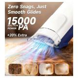 buenkee Dog Grooming Kit with Vacuum, 15000Pa Pet Hair Clipper and Shedding Brush, 50dB Low Noise, 2L Capacity, White