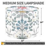 GOSO 2pcs Medium Lampshade Polyester Fiber Printing Plants Drum Lamp Shade For TableLamp,Floor Lamps,Diy Pendant Light,Wall Hanging,Spider Fitter 13 Top x 13 Bottom x 10 High, Assembly Required