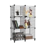 AWTATOS 6 Cube Storage Wire Closet Organizers DIY Stackable Storage Shelves Bookcase Cabinet for Home Office, Black