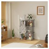 AWTATOS 6 Cube Storage Wire Closet Organizers DIY Stackable Storage Shelves Bookcase Cabinet for Home Office, Black