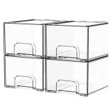 Yieach 4 Pack Clear Stackable Storage Drawers,4.4