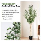 6ft Faux Olive Tree, Artificial Olive Tree Indoor, High Imitation Silk Plant Fake Olive Tree with Realistic Leaves and Fruits, Suitable for Home Living Room Office Decoration