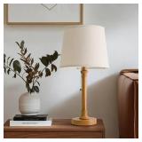 Oneach 19.5 Small Table Lamps Set of 2, Pull Chain Switch Bedside Metal Table Lamps, Modern Nightstand Lamp with Linen Shade, Rustic Lamp for Living Room, Bedroom, Home Office, Nursery