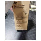 TAILI Shower Caddy Suction Cup 2 Pack with Hooks & Soap holder, Heavy Duty Shower Organizer for Bathroom, No Drilling Bathroom Organizer with Large Capacity, Black Metal Storage Basket